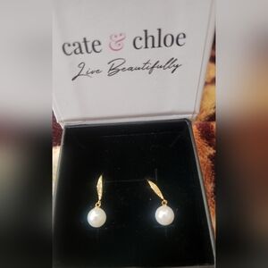 Elegant Gold and White Pearl Earrings